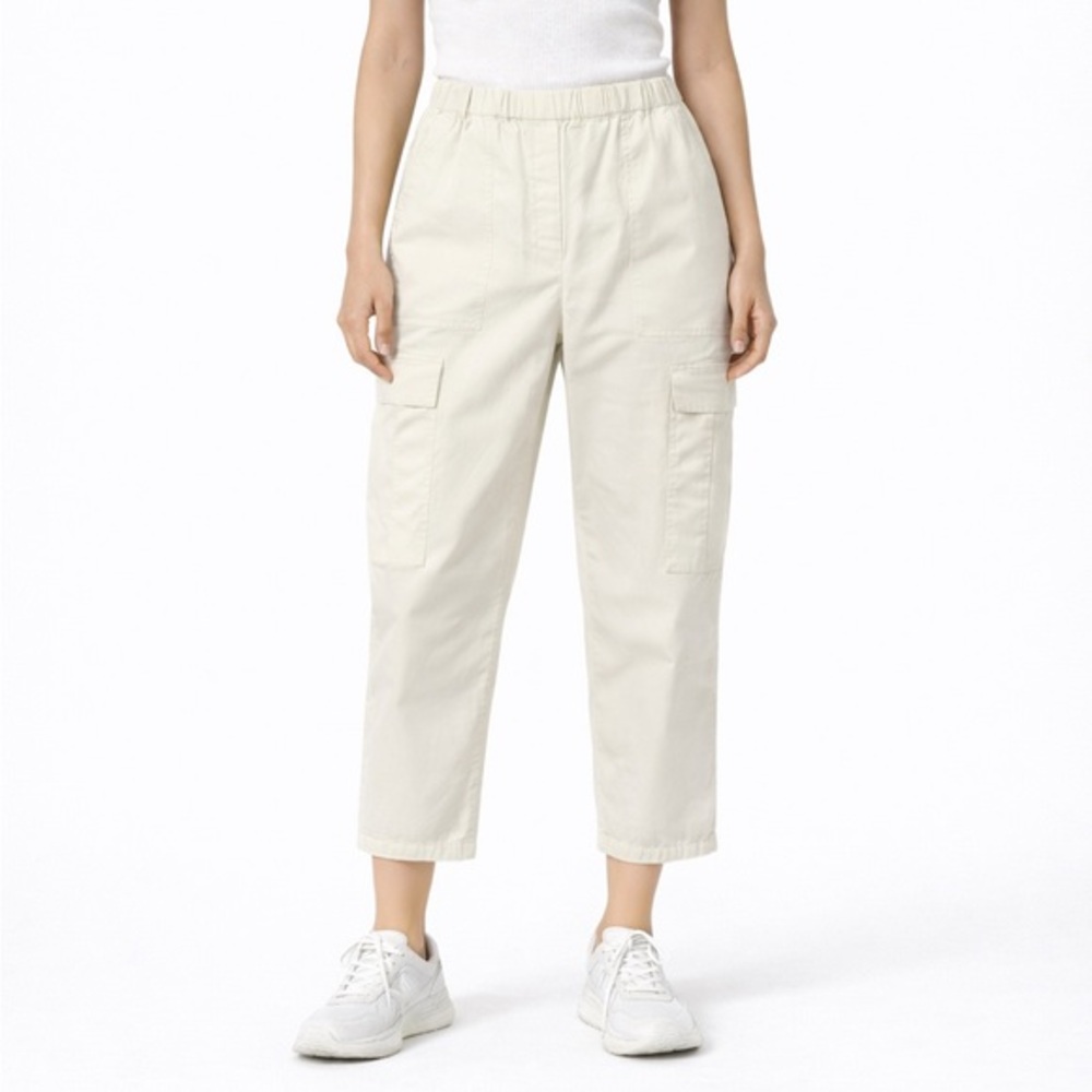 Theory Easy Cargo Chino Pants ST Wash Women’s Size Large Cream Cropped